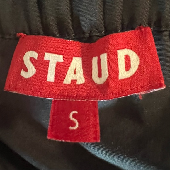 Staud Juliet Colorblock Off The Shoulder Cotton Bubble Hem Puff Sleeve Dress S - Picture 13 of 13